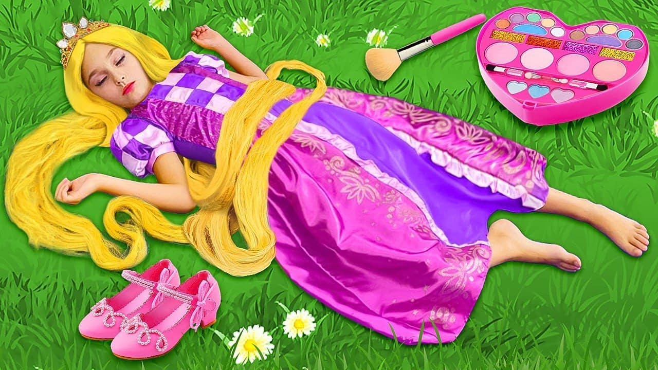  Sasha as Rapunzel plays in a beauty salon in her Princess Room