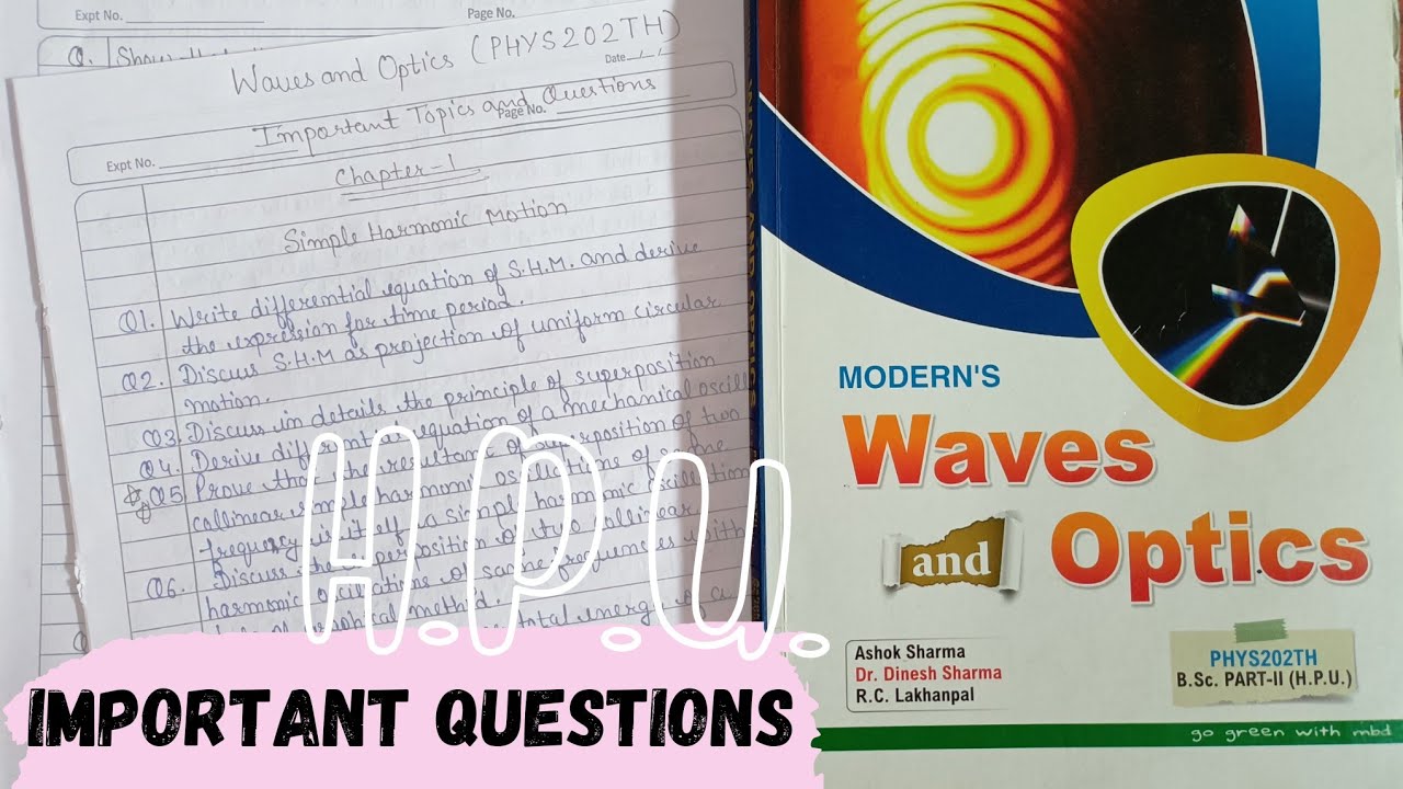 Waves and Optics important questions and topics B.Sc. 2nd Year H.P