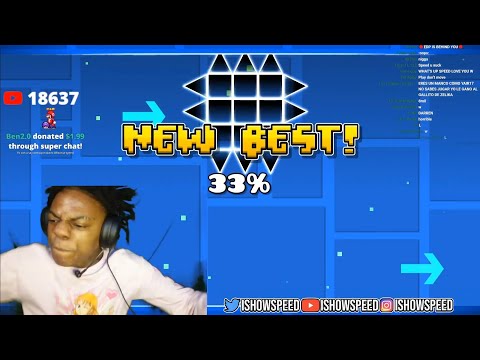 IShowSpeed repeatedly bangs his desk playing geometry dash 😂😂