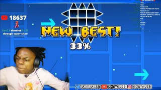 IShowSpeed repeatedly bangs his desk playing geometry dash 😂😂