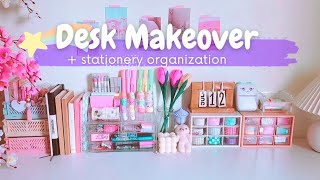 Aesthetic desk   Stationery organization makeover   Unboxing