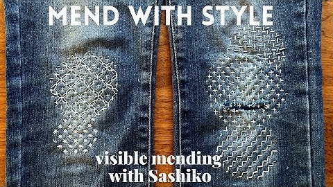 Sashiko Visible mending - mend with style. Sashiko on Denim jeans #sashiko #visiblemending