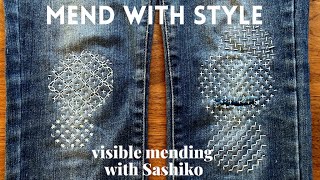 The simple visible mending with slow stitching 