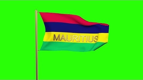 Mauritius Flag With Title Waving In The Wind. Looping Sun Rises Style. Animation Stock Animation