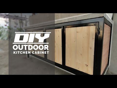 DIY Outdoor Kitchen Cabinet - Concrete Countertop - Industrial - Metal Frame - How to