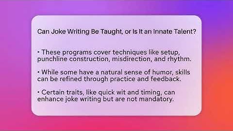Can Joke Writing Be Taught, or Is It an Innate Talent? | Open Mic Manual News