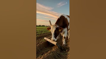 a cow working hard and make field #ai #cow #field