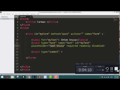 HTML Form Tutorials 23 - Placeholder , Required , Disabled and Readonly attributes in HTML