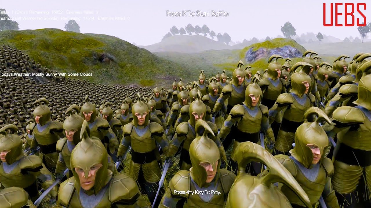 16000 Orcs VS 17500 Elf Warrior No Shields. Ultimate Epic Battle Simulator 2. UEBS 2
