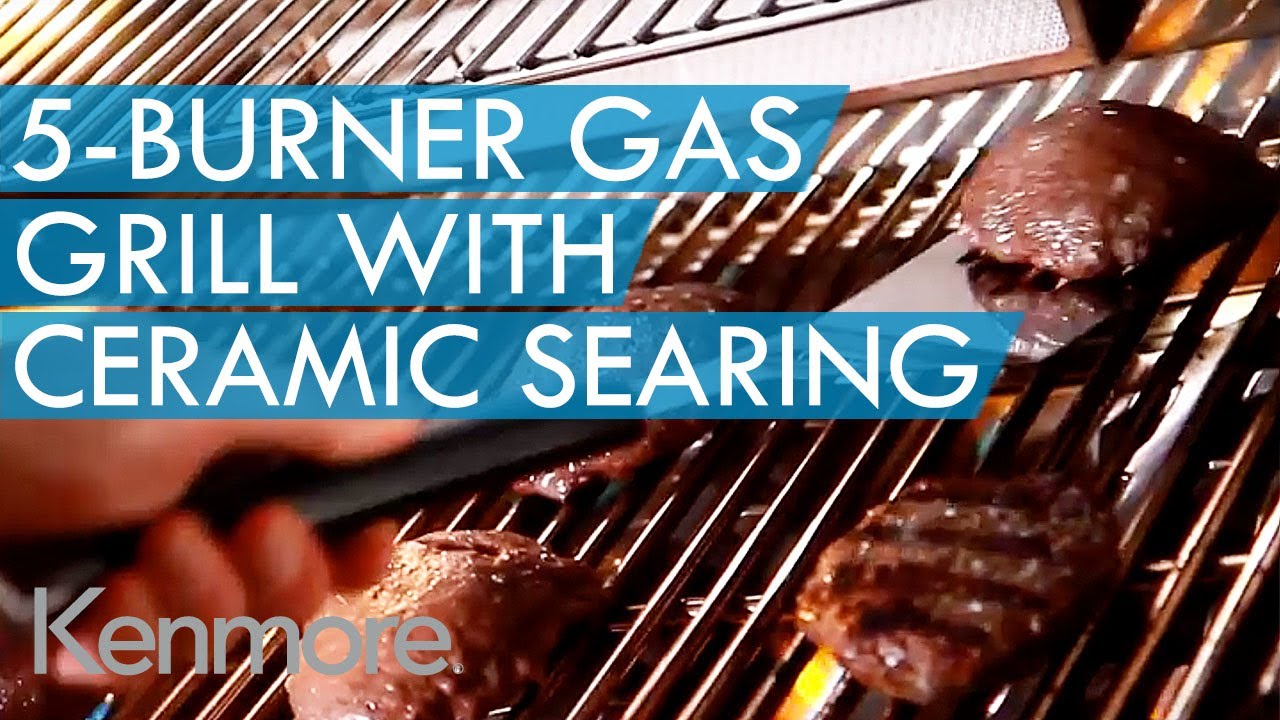 Kenmore Elite 5 Burner Gas Grill with Ceramic Searing and Rotisserie