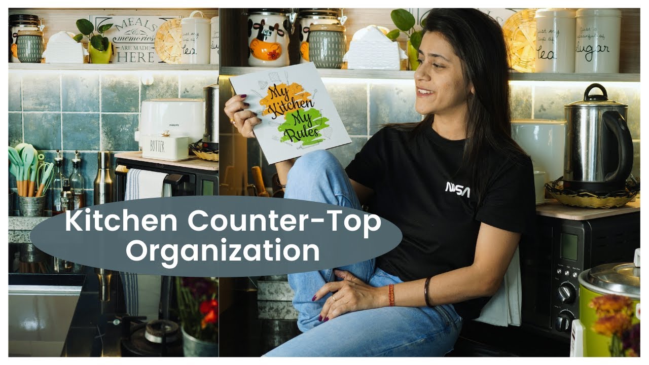 INDIAN KITCHEN Tour COUNTERTOP ORGANIZATION IDEAS 2021 | Tour in small Indian open KITCHEN 2021