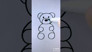 como dibujar un osito con corazón en manos fasilmente 😃