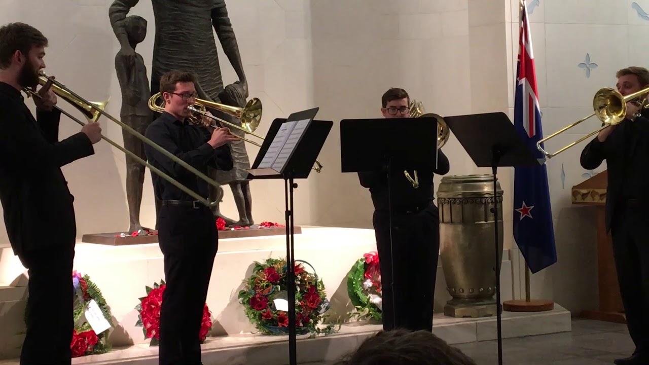 Talented trombone quartet at Pukeahu
