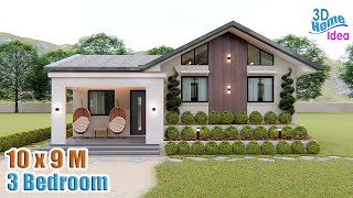 HOUSE DESIGN IDEA | 10 X 9 Meters with 3 bedroom Pinoy House