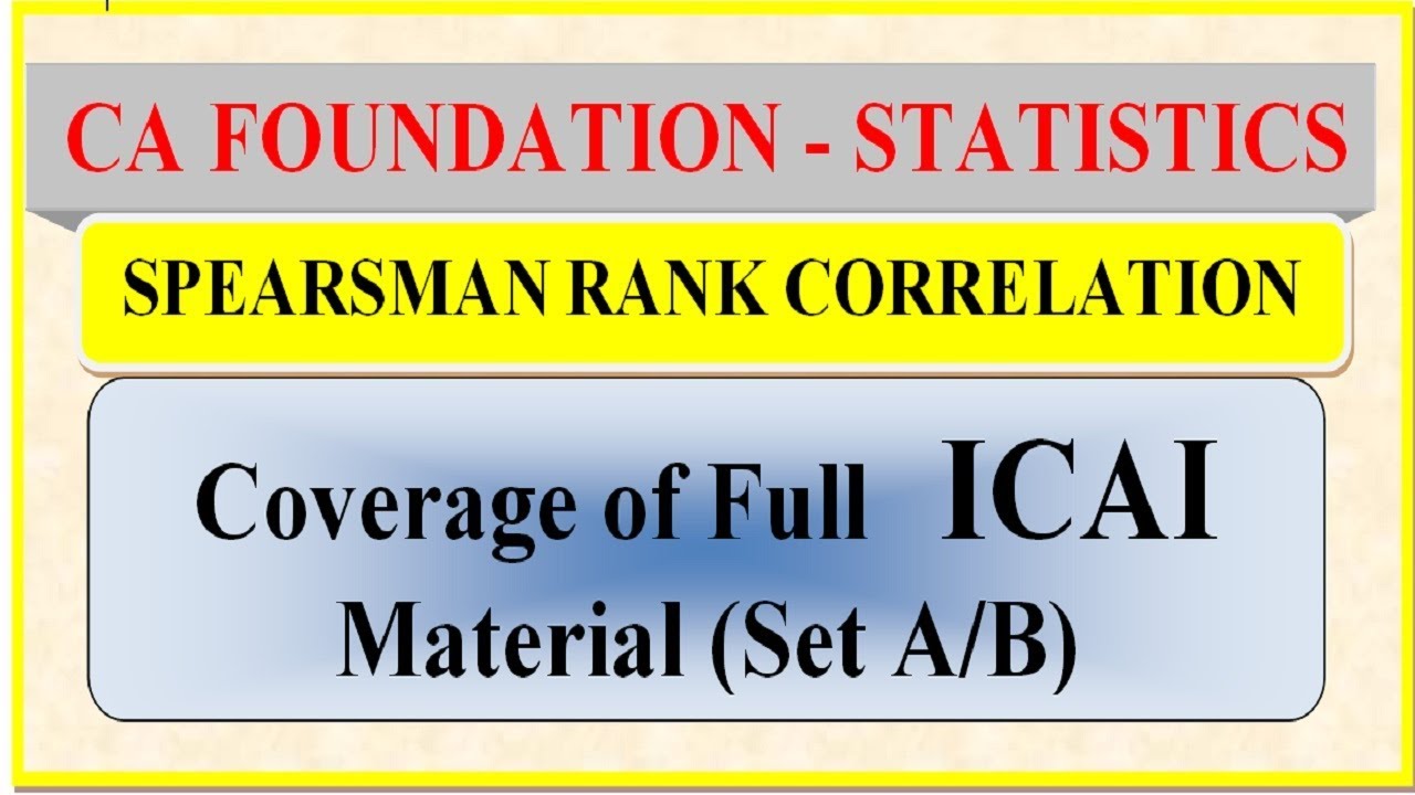 CA FOUNDATION RANK CORRELATION VIDEO 4, ICAI MATERIAL - YouTube