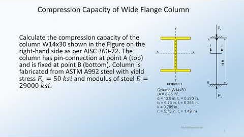 STDN101-104-134: Determine the compression capacity of a wide flange column as per AISC 360-22.