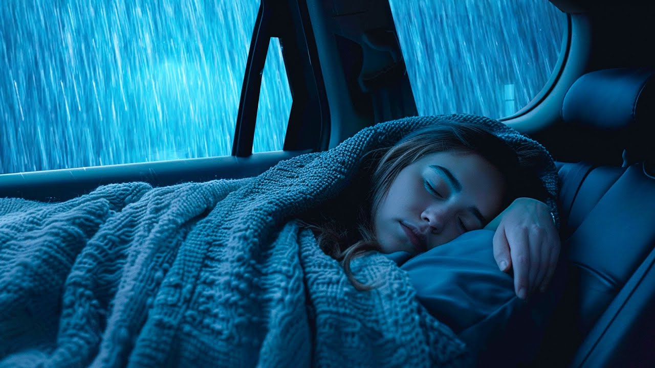 Bid Farewell to Insomnia in 3 Minutes to the Sound of Pattering Rain with Loud Thunder on a Car