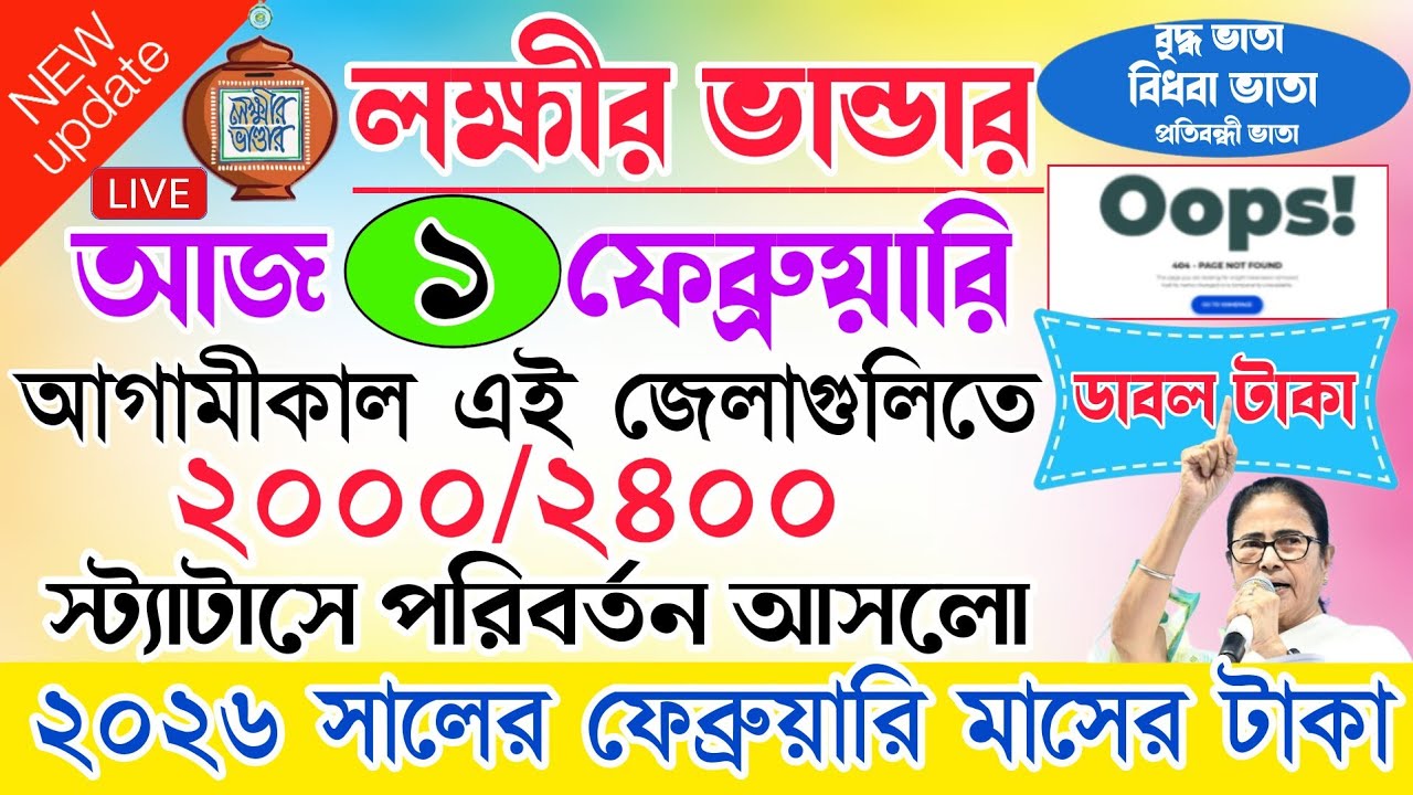 আগামীকাল এই জেলাগুলিতে দেবে! || lokkhi bhandar february payment date 2026 | laxmi bhandar new update