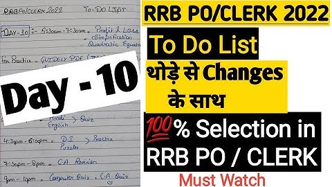 RRB PO/CLERK Day- 10 To Do List. Follow it blindly for 25 Days and get a job. Strategy Matters.#ibps