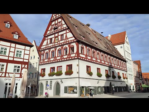 Nördlingen - Small German Medieval Walled City • Real Time Virtual Walking Tour 4K ASMR