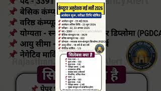 राजस्थान कंप्यूटर अनुदेशक भर्ती 2026 | Computer Instructor Vacancy 2026 | Exam Date, Qualification