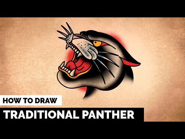 Panther Head American Traditional Temporary Tattoo by Toddler Tattoos