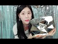 ASMR MUKBANG| 직접 만든 다이아버튼 케이크 먹방 &amp; 다이아버튼 개봉식🎉 구독자 1000만명 감사합니다 DIAMOND BUTTON CAKE EATING