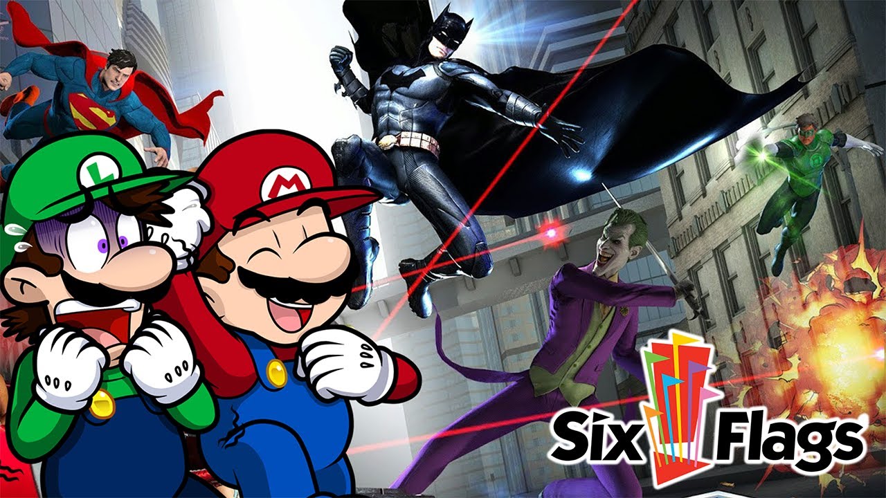 🎢Mario & Luigi join the Justice League at Six Flags!🚩