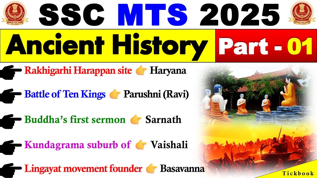 SSC MTS 2025 🔥 | ANCIENT HISTORY PART 01 | GK For SSC MTS 2025 ...