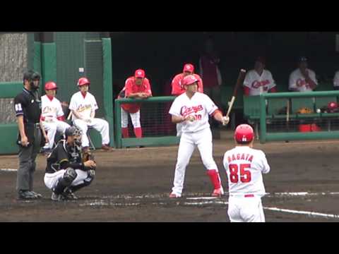 【2018 ウ・リーグ】広島カープ 永井 敦士のバッティングフォーム_2018061401