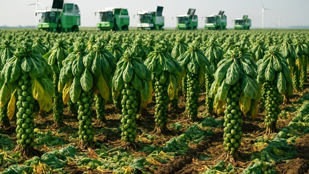 Как вырастить и собрать миллионы брюссельской капусты | Сельскохозяйственный документальный фильм