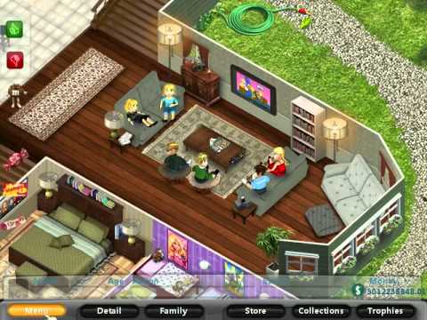 Virtual Families 3 completed house with families of eight... - YouTube