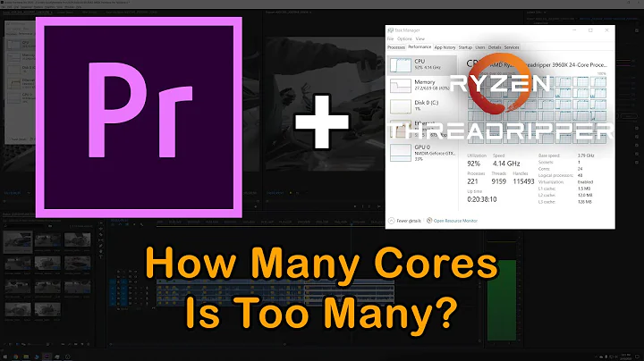 Adobe Premiere AMD Ryzen & Threadripper CPUコア数のスケーリング
