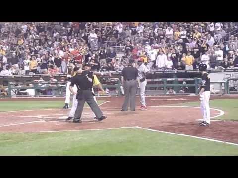 clint hurdle gets tossed after andrew mccutchen gets hit by pitch. sept 20th 2013