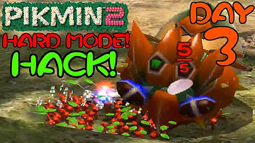 Pikmin 2 Hard Mode HACK - Day 3: Crazy Huge Creatures!