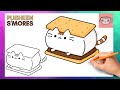 How to draw pusheen cat  smores  cute easy step by step drawing tutorial