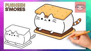 How To Draw Pusheen Cat - S'mores | Cute Easy Step By Step Drawing Tutorial screenshot 4