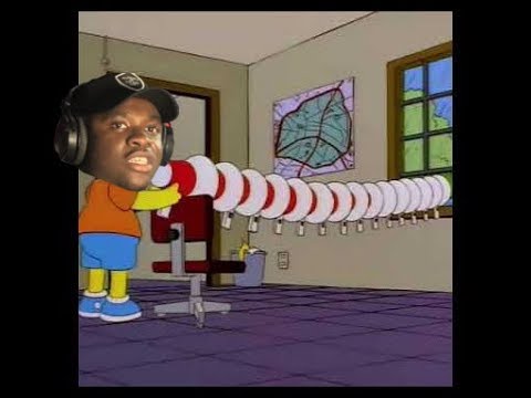 Bart Simpson testing some megaphones but THE TING GOES SKRRA