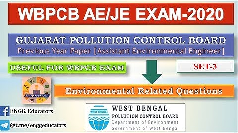 WBPCB AE /JE || GUJARAT POLLUTION CONTROL BOARD || PREVIOUS YEAR PAPER || SET-3