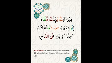 Learn Tajweed of Surah Al-Imran 97 (آيات الحفظ)  سورة العمران -  تعلم التجويد  - Rules + Practice