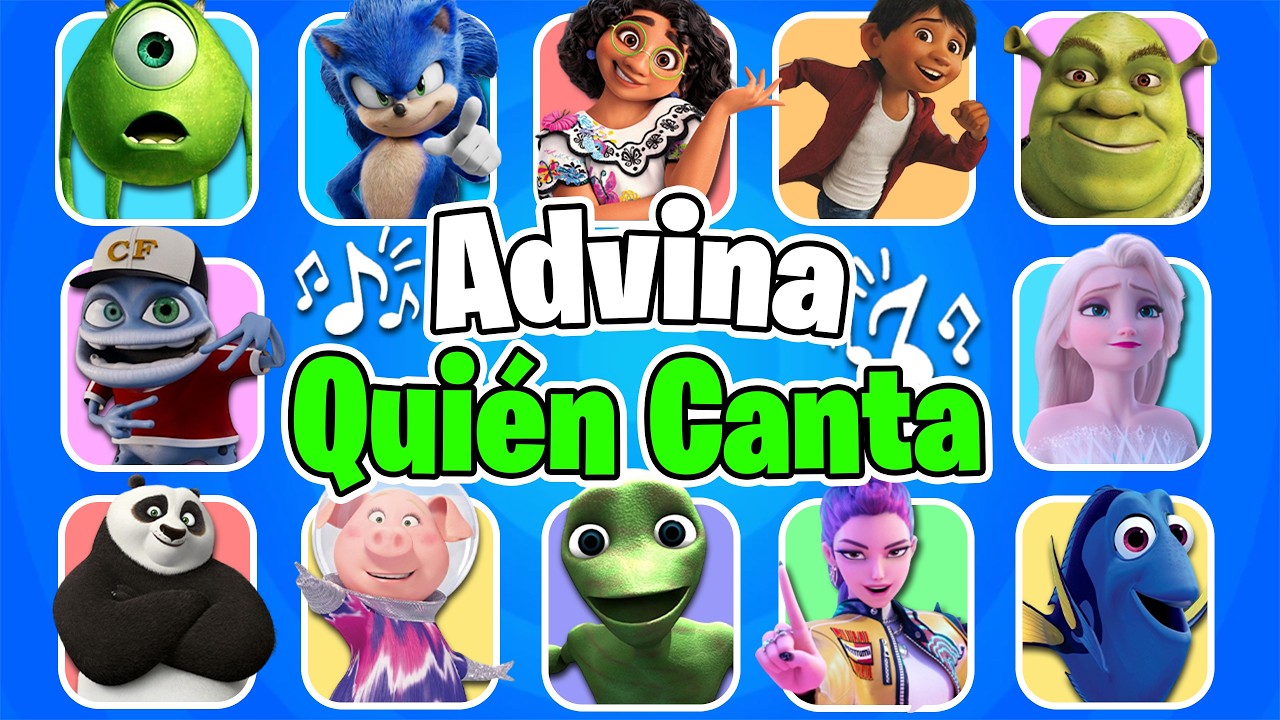 🔊 Adivina Quién CANTA! 👽💥🎶 Rumi⚔️Alien Verde👽Rey Julien🦔Sonic❄️Elsa