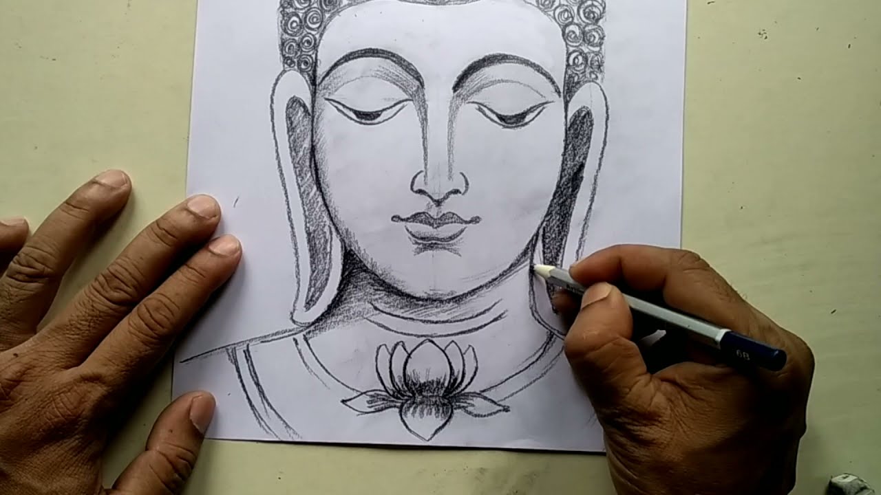 how to draw lord buddha easy pencil sketch drawingeasy pencil art gautam  buddhagowthama buddha   YouTube