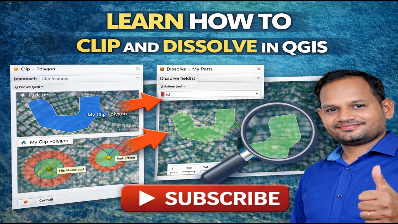 QGIS Beginning to Advanced Tutorial #20 Clip and Dissolve in QGIS - YouTube