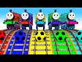  color train thomas vs 5 train crossing fumikiri 3d railroad crossing animation 123