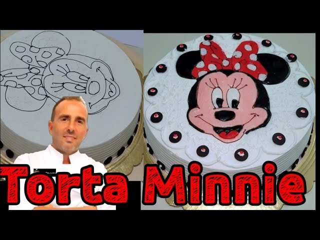 Torta con disegno Minnie fatta a mano senza pasta di zucchero