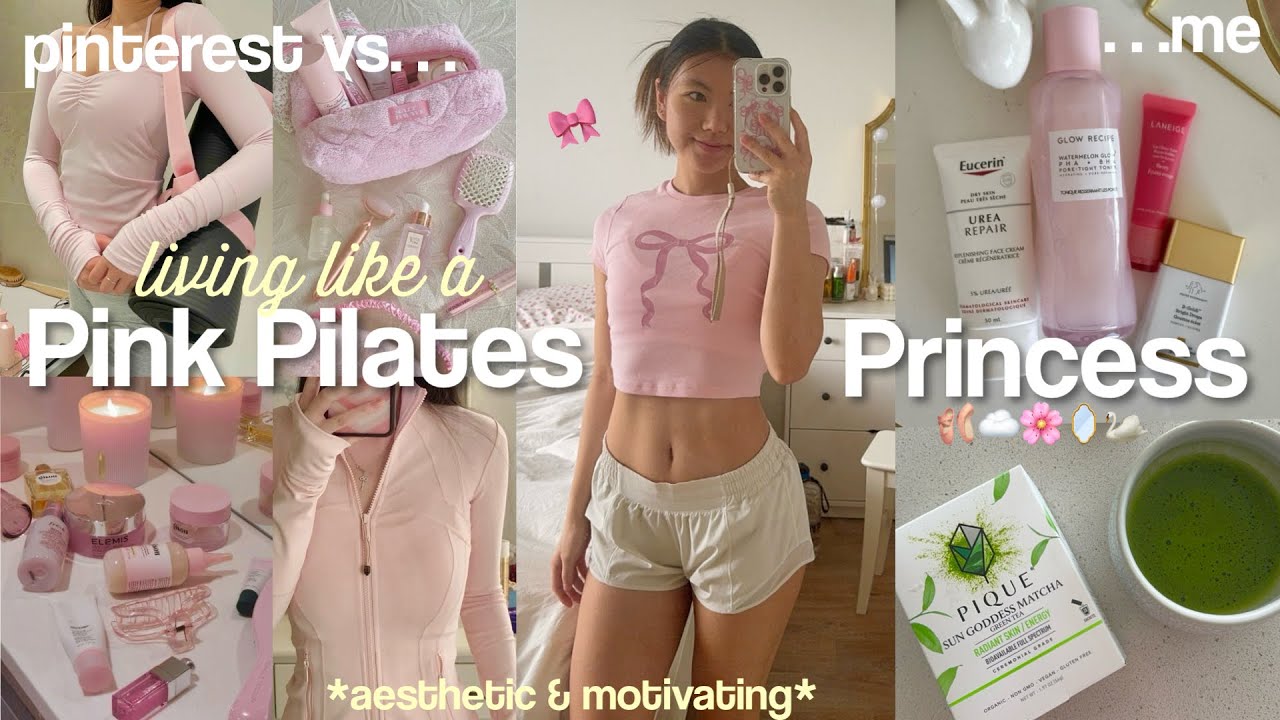 becoming a PINK PILATES PRINCESS 🎀🎧 pinterest girl, wellness, workouts,  aesthetic vlog 