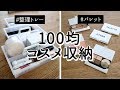 【100均コスメ収納】バラバラなパッケージを統一してスッキリ！トレーでリビングでもドレッサーでも使える収納に