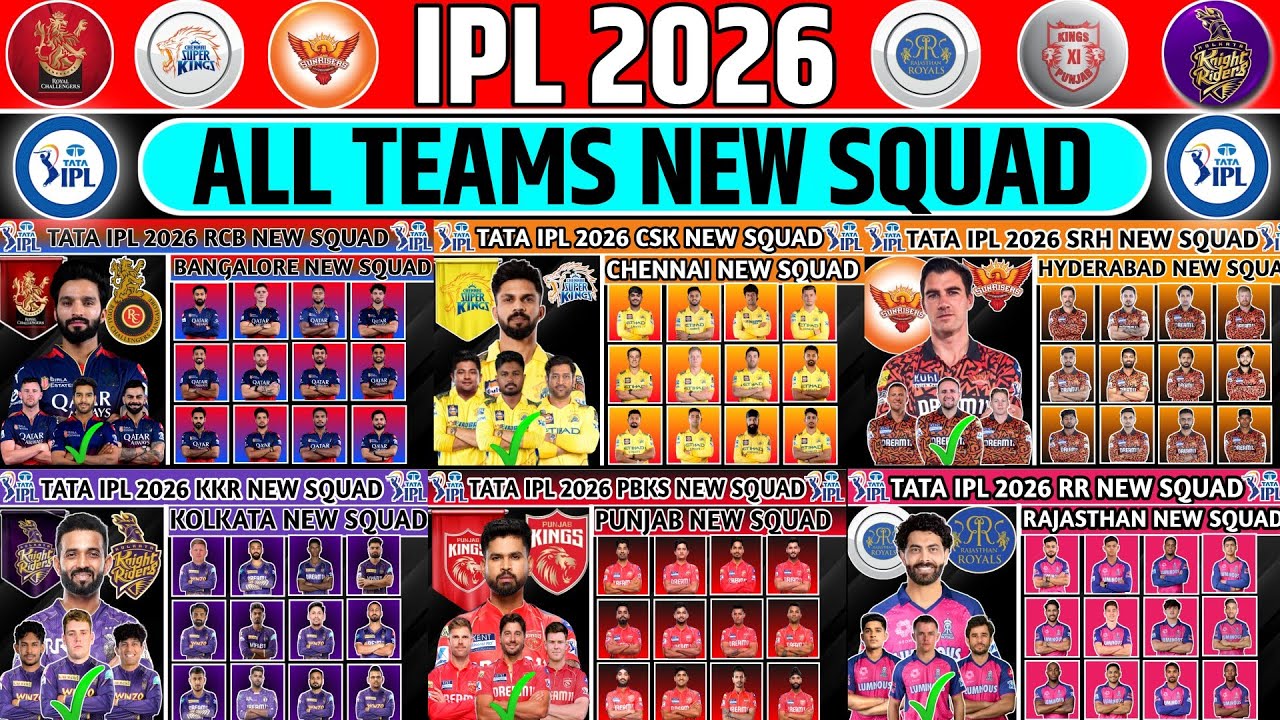 IPL 2026 All Team Final Squad| IPL Team 2026 Players List |RCB,CSK,MI, DC, PBKS, KKR, GT, SRH,RR,LSG