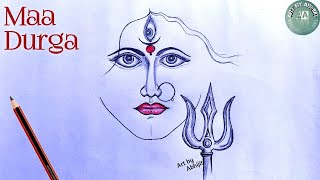 How to Draw Maa Durga Face // Maa Durga Drawing