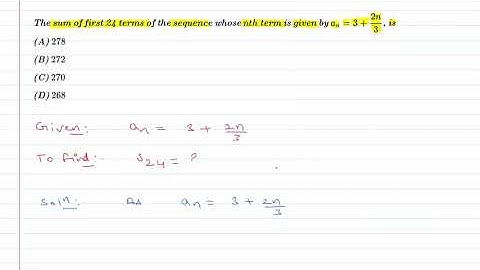 The sum of first 24 terms of the sequence whose nth term is given by a{n} = 3 + (2n)/3